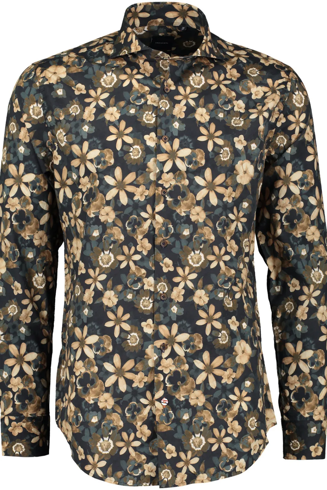 Skjortor>TRESANTI Ephron Shirt With Button Closure And Leaf Pattern In Grey And Green Shades With Accents